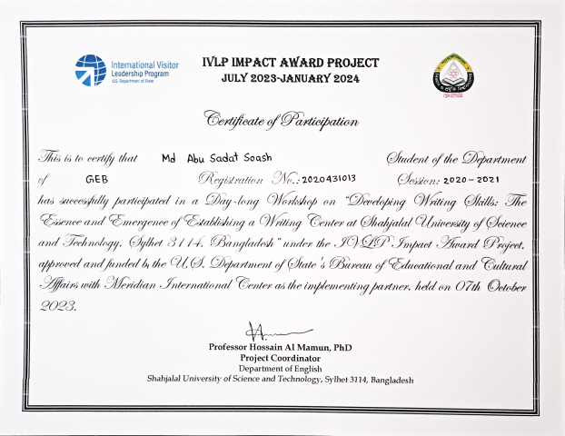 ivlp certificate of soash